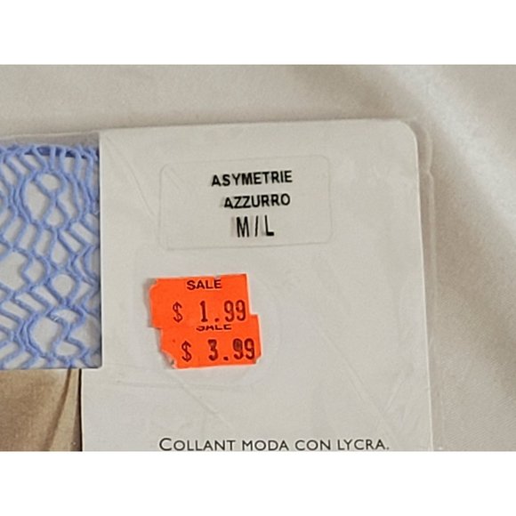 Vintage Philipe Matignon Fashion Pantyhose Fishnet Patterned Tights Blue New - Picture 4 of 8